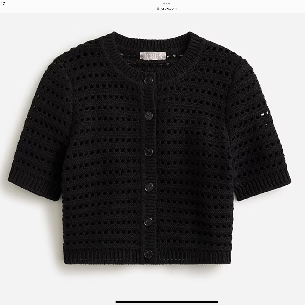Jcrew short sleeve pointelle cardigan sweater size xl nwt $128